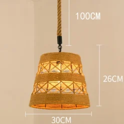 LED Pendant Light Woven Chandelier lighting Basket Lamp Shade Light Fixtures Ceiling Light Hanging for Patio Hallway Kitchen Island Bedroom Dining Room