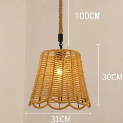 LED Pendant Light Woven Chandelier lighting Basket Lamp Shade Light Fixtures Ceiling Light Hanging for Patio Hallway Kitchen Island Bedroom Dining Room