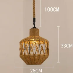 LED Pendant Light Woven Chandelier lighting Basket Lamp Shade Light Fixtures Ceiling Light Hanging for Patio Hallway Kitchen Island Bedroom Dining Room