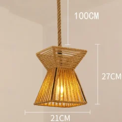 LED Pendant Light Woven Chandelier lighting Basket Lamp Shade Light Fixtures Ceiling Light Hanging for Patio Hallway Kitchen Island Bedroom Dining Room