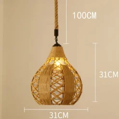 LED Pendant Light Woven Chandelier lighting Basket Lamp Shade Light Fixtures Ceiling Light Hanging for Patio Hallway Kitchen Island Bedroom Dining Room