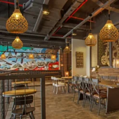 LED Pendant Light Woven Chandelier lighting Basket Lamp Shade Light Fixtures Ceiling Light Hanging for Patio Hallway Kitchen Island Bedroom Dining Room