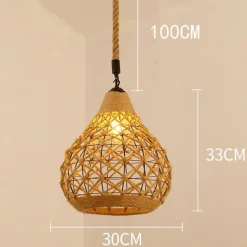 LED Pendant Light Woven Chandelier lighting Basket Lamp Shade Light Fixtures Ceiling Light Hanging for Patio Hallway Kitchen Island Bedroom Dining Room