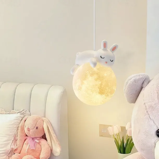 LED Pendant Lights Creative Little Bear 3 Light Color 15 cm Bedroom Bedside Modern Children's Room Chandelier Home Decoration Hanging Lamp Fixture Island Design Resin Painted Finishes 85-265V