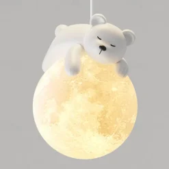 LED Pendant Lights Creative Little Bear 3 Light Color 15 cm Bedroom Bedside Modern Children's Room Chandelier Home Decoration Hanging Lamp Fixture Island Design Resin Painted Finishes 85-265V