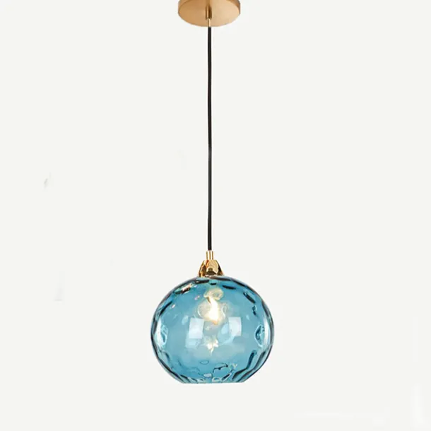 LED Pendant Lights Kitchen Island Hand Blown Glass Lighting Marble Blue Modern Farmhouse Foyer Entryway Light Fixtures Ceiling Hanging Globe Over Table
