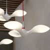 LED Pendant Lights White Seagull Light Dining Room Hanging Lamp Chandelier Stairs Hall Living Room Kitchen High Ceiling Lighting Hotel Bird Iron and Acrylic,Dimmable with Romote Control