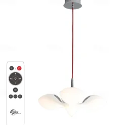 LED Pendant Lights White Seagull Light Dining Room Hanging Lamp Chandelier Stairs Hall Living Room Kitchen High Ceiling Lighting Hotel Bird Iron and Acrylic,Dimmable with Romote Control