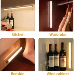 20LED PIR Motion Sensor Lamp Cupboard Wardrobe Bed Lamp Under Cabinet Night Light Smart Light Perception For Closet Stairs Led Human Body Induction Light