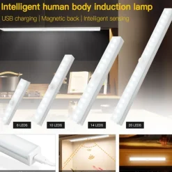 20LED PIR Motion Sensor Lamp Cupboard Wardrobe Bed Lamp Under Cabinet Night Light Smart Light Perception For Closet Stairs Led Human Body Induction Light