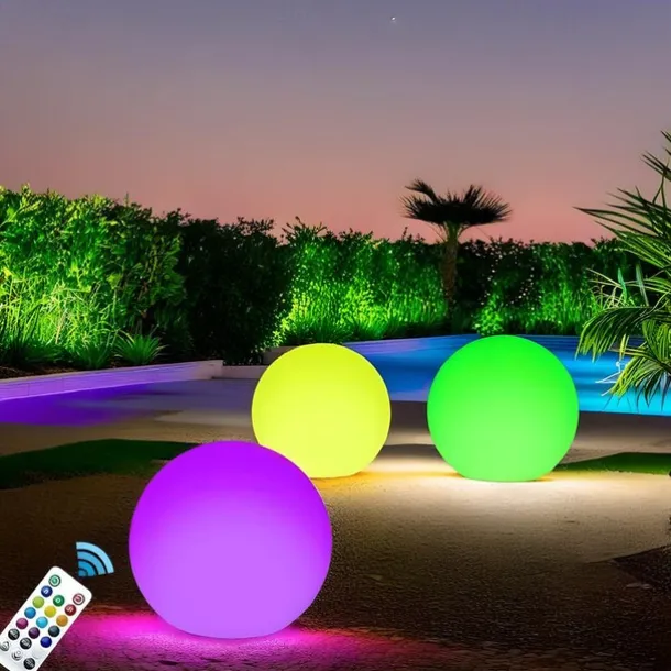LED Pool Floating Light 40cm, Waterproof Glowing Inflatable Ball for Outdoor Swimming Pool Decoration and Pool Sports