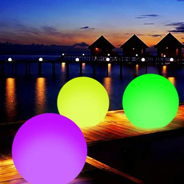 LED Pool Floating Light 40cm, Waterproof Glowing Inflatable Ball for Outdoor Swimming Pool Decoration and Pool Sports