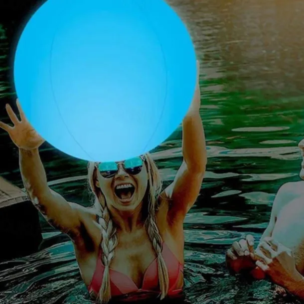 LED Pool Floating Light 40cm, Waterproof Glowing Inflatable Ball for Outdoor Swimming Pool Decoration and Pool Sports
