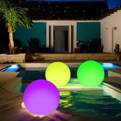 LED Pool Floating Light 40cm, Waterproof Glowing Inflatable Ball for Outdoor Swimming Pool Decoration and Pool Sports