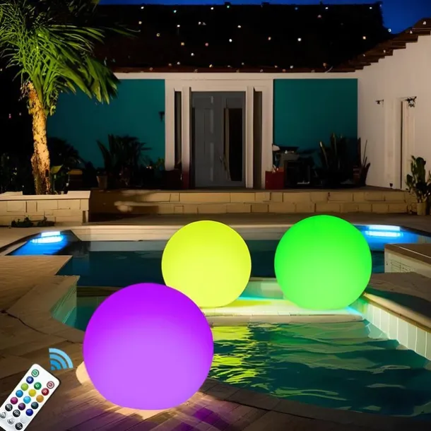 LED Pool Floating Light 40cm, Waterproof Glowing Inflatable Ball for Outdoor Swimming Pool Decoration and Pool Sports