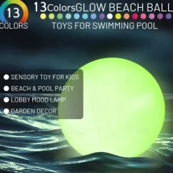 LED Pool Floating Light 40cm, Waterproof Glowing Inflatable Ball for Outdoor Swimming Pool Decoration and Pool Sports