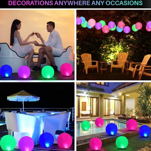 LED Pool Floating Light 40cm, Waterproof Glowing Inflatable Ball for Outdoor Swimming Pool Decoration and Pool Sports