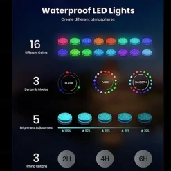 LED Pool Lights Submersible with Remote Suction Cup Underwater Pool Light IP68 Magnet 13 LED Bright Lamp RGB for Pond Pool Aquarium