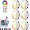 LED Puck Light 3/6pcs Under-Cabinet Light 13 Colors LED Spotlight Infrared RGB Touch Cabinet Ambient Dimming Night Light Pat Hockey Light Timer with Remote Control