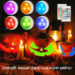 LED Puck Light 3/6pcs Under-Cabinet Light 13 Colors LED Spotlight Infrared RGB Touch Cabinet Ambient Dimming Night Light Pat Hockey Light Timer with Remote Control