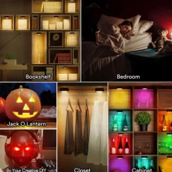 LED Puck Lights with Remote Control, Under Cabinet Lighting 13 Colors Changeable Battery Operated Wireless Closet Lights, Stick on Tap Push Lights, Color Changing Under Counter Lights
