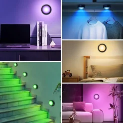 LED Puck Lights with Remote Control, Under Cabinet Lighting 13 Colors Changeable Battery Operated Wireless Closet Lights, Stick on Tap Push Lights, Color Changing Under Counter Lights