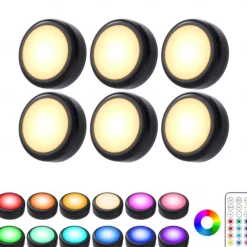 LED Puck Lights with Remote Control, Under Cabinet Lighting 13 Colors Changeable Battery Operated Wireless Closet Lights, Stick on Tap Push Lights, Color Changing Under Counter Lights