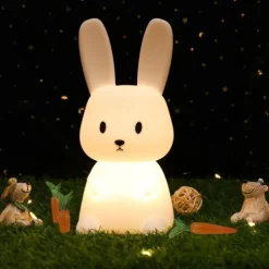 LED Rabbit Night Light Bunny Lamp for Kids Touch Sensor Animal Cartoon Cute Lamp Colorful USB Rechargeable SiliconeGift Nursery Girl Boy Toddler Kawaii Room Decoration Bedroom Bedside Lamp