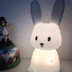 LED Rabbit Night Light Bunny Lamp for Kids Touch Sensor Animal Cartoon Cute Lamp Colorful USB Rechargeable SiliconeGift Nursery Girl Boy Toddler Kawaii Room Decoration Bedroom Bedside Lamp