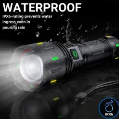 LED Rechargeable Flashlights High Lumen Super Bright Tactical Flashlight, Zoomable High Powered Capacity Handheld Flashlights for Emergency Camping Hiking Gift