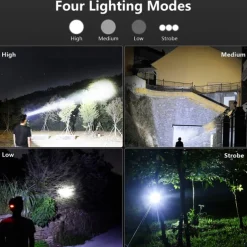 LED Rechargeable Headlamps, Camping Lights 90000 Lumen Super Bright Headlamp Flashlight 90° Adjustable 4 Modes IPX5 Waterproof USB Rechargeable Head Lamp