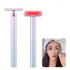 Led Red Light Therapy Face Eye Dark Spots Hyperpigmentation Mini Microcurrent Small Wand Electric Facial Massager Anti-aging Firming Beauty Tool
