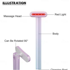 Led Red Light Therapy Face Eye Dark Spots Hyperpigmentation Mini Microcurrent Small Wand Electric Facial Massager Anti-aging Firming Beauty Tool