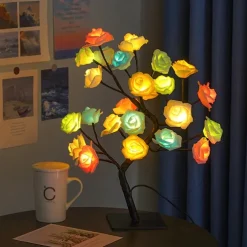 LED Rose Tree Lamp Valentine's Day Desk Lamp Wedding Birthday Party Home Bedroom Night Light USB Powered Removable Valentine's Day Decoration Night Light