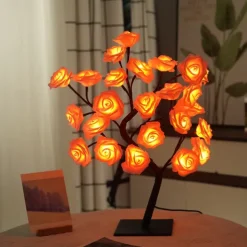 LED Rose Tree Lamp Valentine's Day Desk Lamp Wedding Birthday Party Home Bedroom Night Light USB Powered Removable Valentine's Day Decoration Night Light