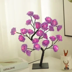 LED Rose Tree Lamp Valentine's Day Desk Lamp Wedding Birthday Party Home Bedroom Night Light USB Powered Removable Valentine's Day Decoration Night Light