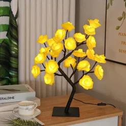 LED Rose Tree Lamp Valentine's Day Desk Lamp Wedding Birthday Party Home Bedroom Night Light USB Powered Removable Valentine's Day Decoration Night Light
