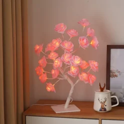 LED Rose Tree Lamp Valentine's Day Desk Lamp Wedding Birthday Party Home Bedroom Night Light USB Powered Removable Valentine's Day Decoration Night Light