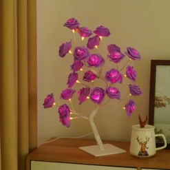 LED Rose Tree Lamp Valentine's Day Desk Lamp Wedding Birthday Party Home Bedroom Night Light USB Powered Removable Valentine's Day Decoration Night Light