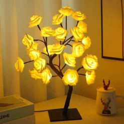 LED Rose Tree Lamp Valentine's Day Desk Lamp Wedding Birthday Party Home Bedroom Night Light USB Powered Removable Valentine's Day Decoration Night Light