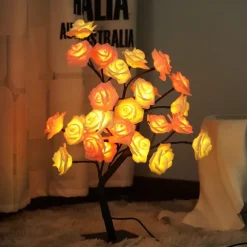 LED Rose Tree Lamp Valentine's Day Desk Lamp Wedding Birthday Party Home Bedroom Night Light USB Powered Removable Valentine's Day Decoration Night Light