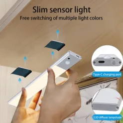 Led Sensor Cabinet Light with Remote Control Magnetic Dimmable Soft Light Wall Lamp Human Body Sensor Induction