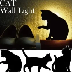 Led Sensor Night Light Animal Cat Sound Control Shadow Lamp Projection Light Wall Light For Kids Bedroom Home Decoration