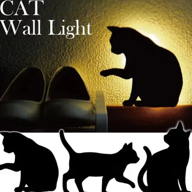 Led Sensor Night Light Animal Cat Sound Control Shadow Lamp Projection Light Wall Light For Kids Bedroom Home Decoration