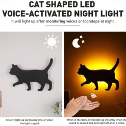 Led Sensor Night Light Animal Cat Sound Control Shadow Lamp Projection Light Wall Light For Kids Bedroom Home Decoration