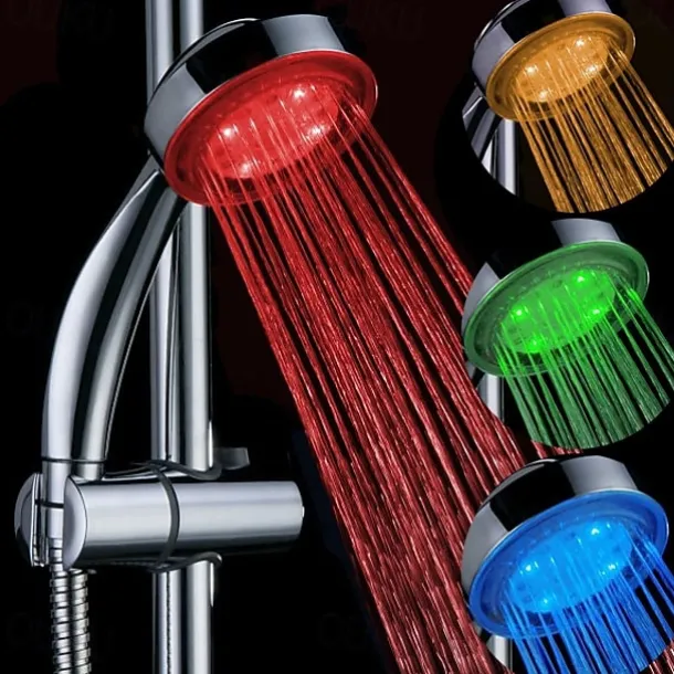 LED Shower Head Color Changing 2 Water Mode 7 Color Glow Light Automatically Changing Handheld Showerhead