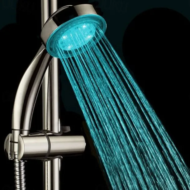 LED Shower Head Color Changing 2 Water Mode 7 Color Glow Light Automatically Changing Handheld Showerhead