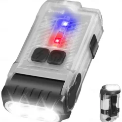 LED Small Powerful EDC Flashlight with Warm White Red Light,Bright 1200LM USB C Rechargeable 10 Modes Mini Pocket Keychain Flash Light with Clip IP67 Waterproof