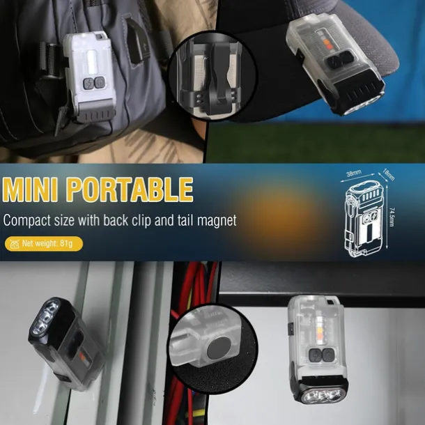 LED Small Powerful EDC Flashlight with Warm White Red Light,Bright 1200LM USB C Rechargeable 10 Modes Mini Pocket Keychain Flash Light with Clip IP67 Waterproof