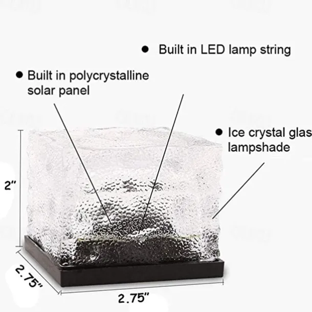 LED Solar Ice Cube Landscape Light Outdoor Ground Lights Waterproof Floor Tile Light For Garden Patio Passage Pond Outdoor Decoration Lawn Lamp